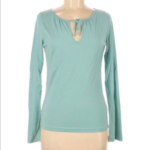 Esprit Blue Cotton Tie Neck Shirt